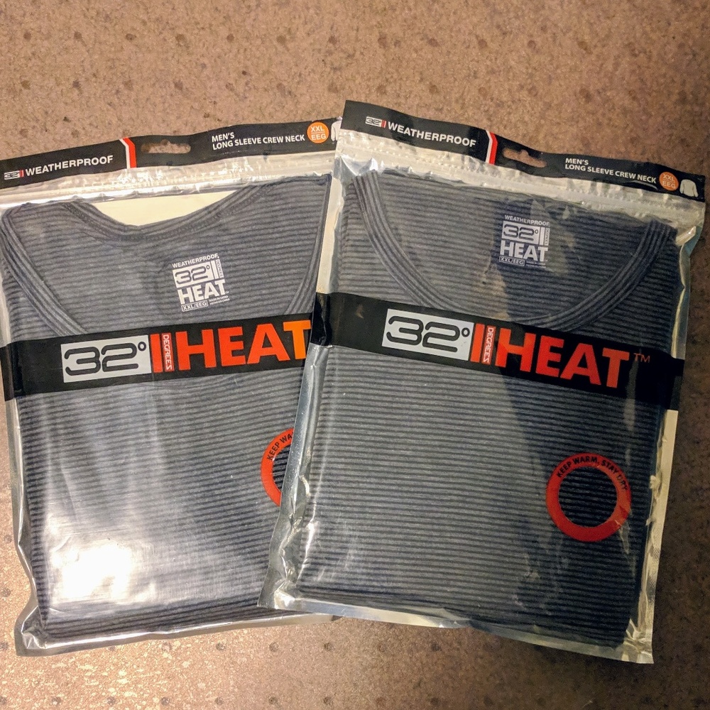 2-Pack XXL 32 Degrees Men's Long Sleeve Crew Neck